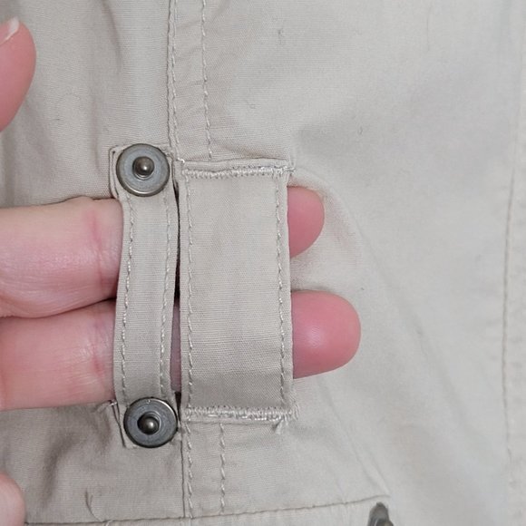 Studio Mode Womens Utility Jacket Pockets Cotton Blend Button Khaki Tan Large - Picture 6 of 12